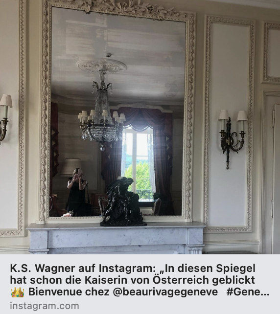 Autorin K.S. Wagner in der Suisse Suite des Hotel Beau-Rivage in Genf